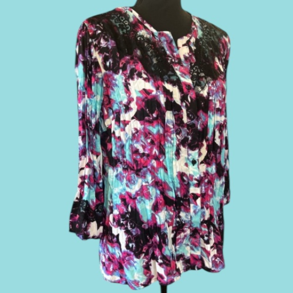💜 NWT! NY COLLECTION! SO PRETTY COLORS! BUTTON UP TOP! PIN-TUCK & LACE DETAILS!